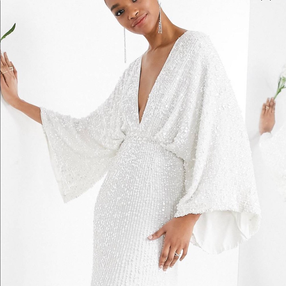 Asos Ciara Sequin Kimono Sleeve Wedding Dress